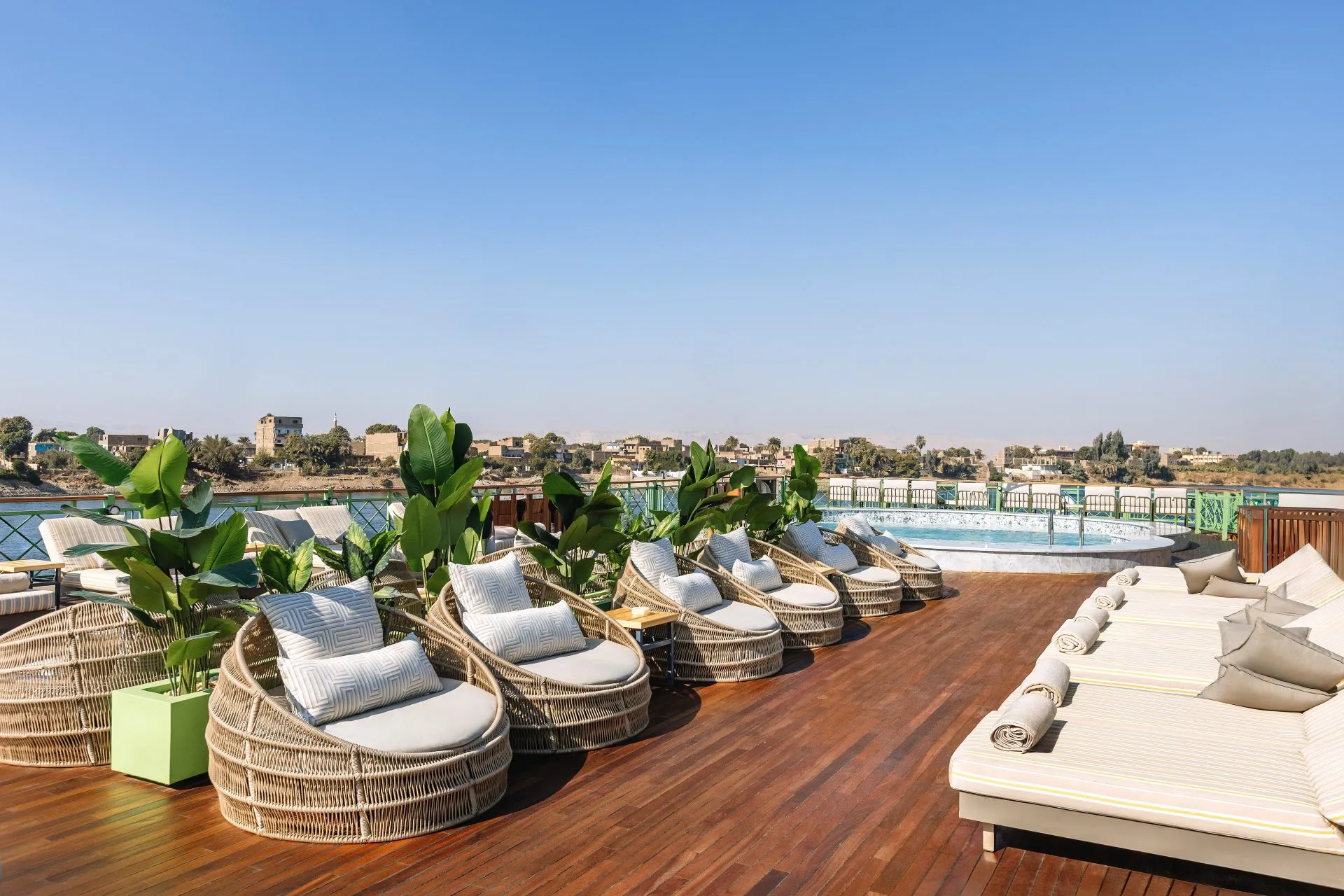 Sun deck of the Esmeralda Nile Cruise Nile cruise